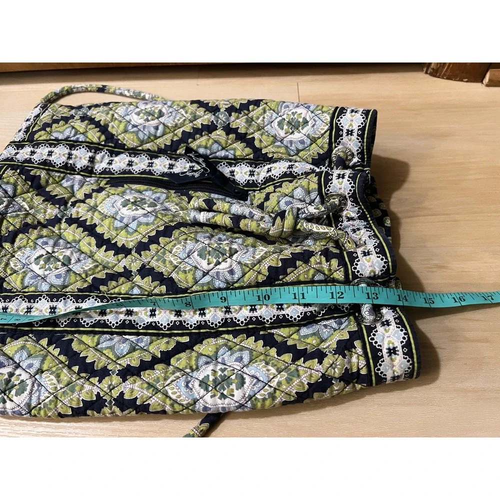 Vera Bradley Cambridge‎ Cinch Quilted Drawstring Backpack Bag Purse Tote Blue